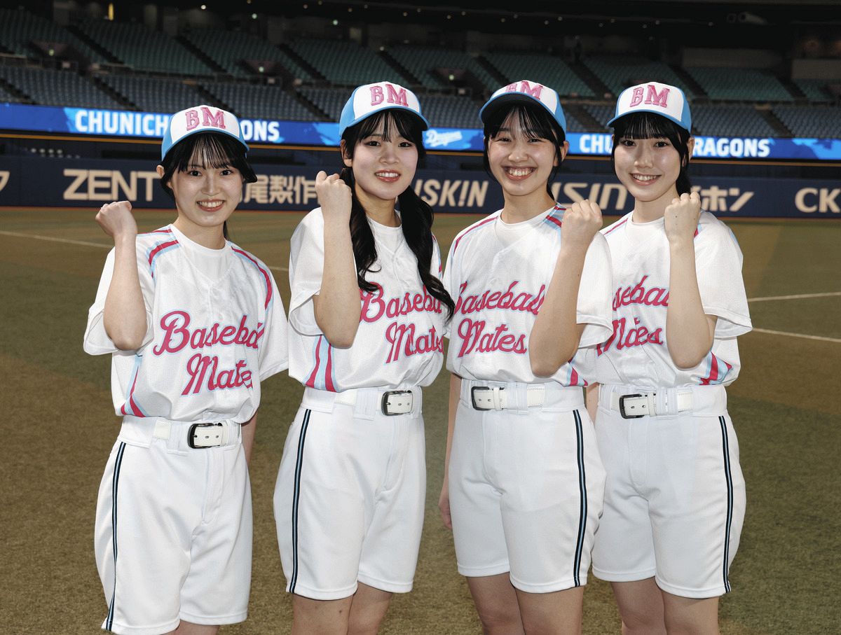 ベースボールメイツ２０２６の（左から）ＮＡＮＡ、ＭＩＫＯＴＯ、ＭＩＫＯ、ＲＵＲＩ