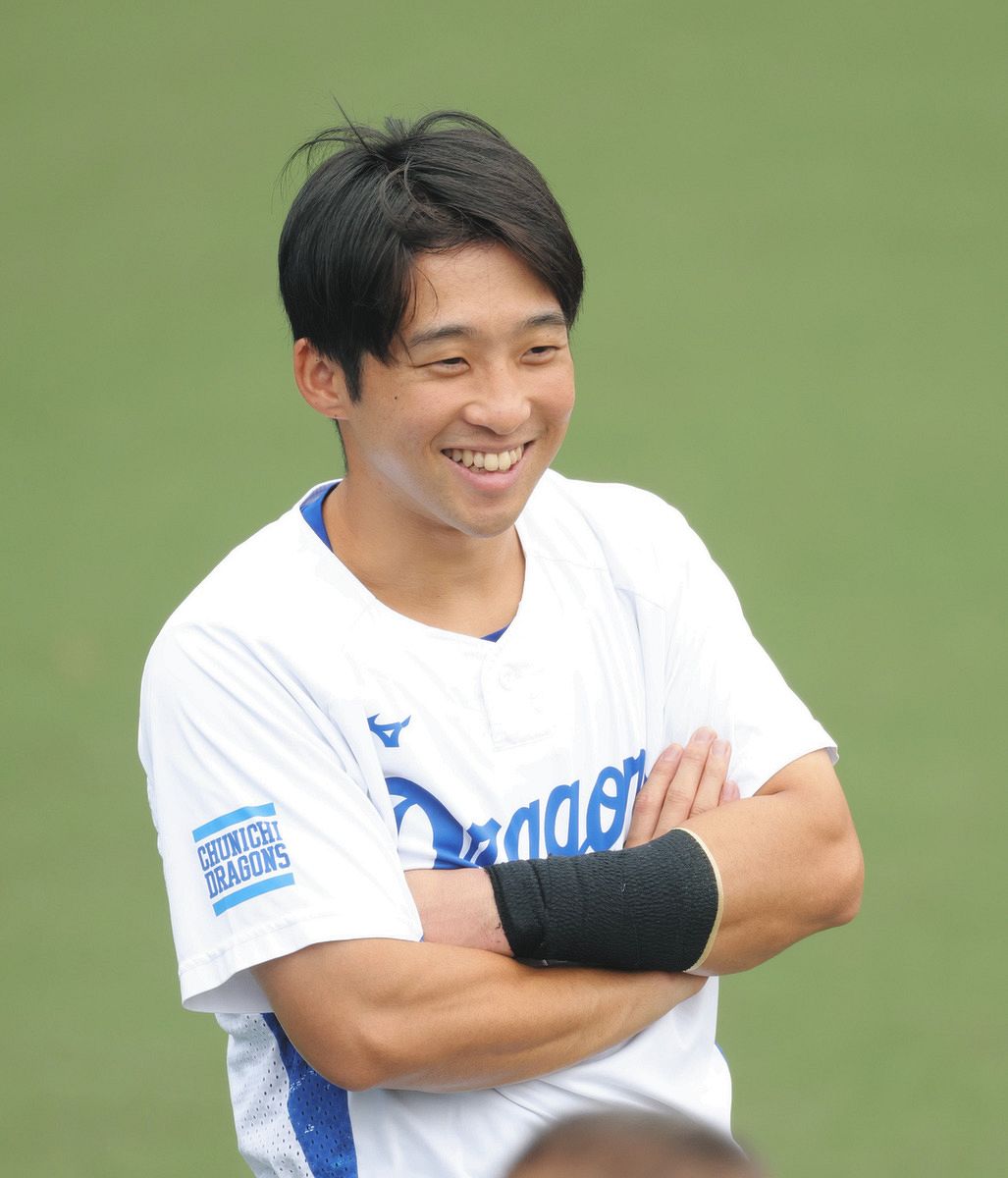 練習を終え、笑顔を見せる田中