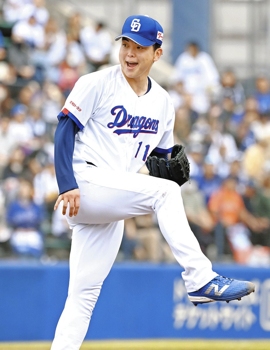 中日―日本ハム　先発し、２イニングを無得点に抑えた中西