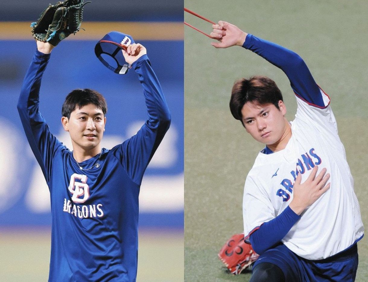 中日・吉田聖弥（左）と金丸夢斗（右）