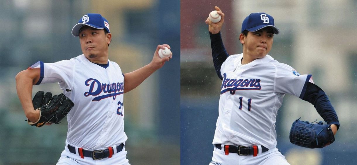 ＤｅＮＡ戦に先発した大野（左）、２番手で登板した中西（右）